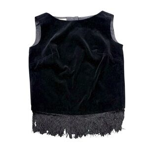 Vintage Junior Miss of California Velvet Fringe Top Small
